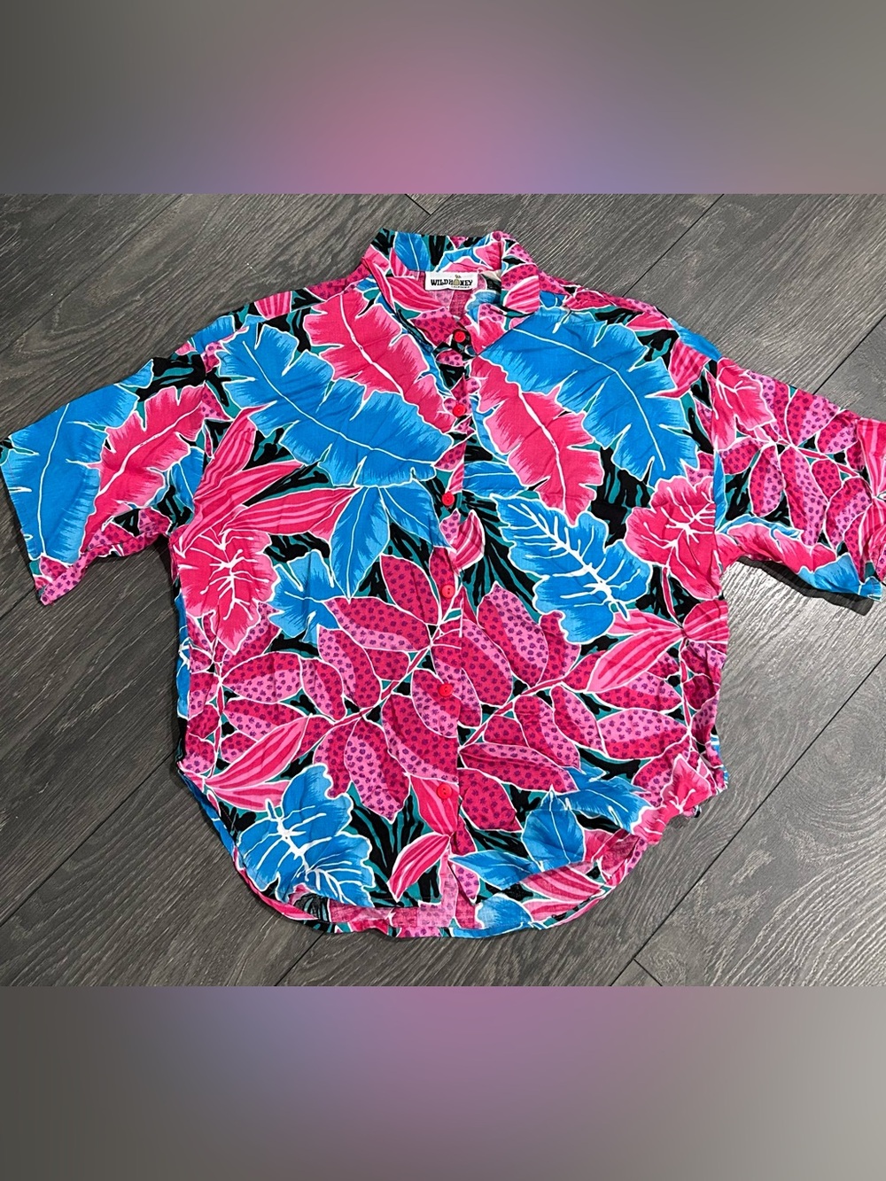Vintage Wild Honey California Tropical Button-Up Shirt Size Large